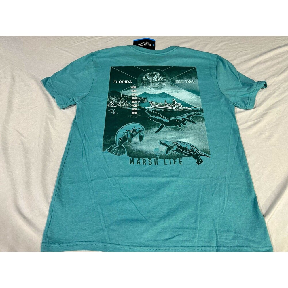 Salt Life Men’s Small NWT Aqua Blue Marsh Life Florida Graphic T-Shirt